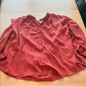 Terra & Sky 4X orange button down fall shirt